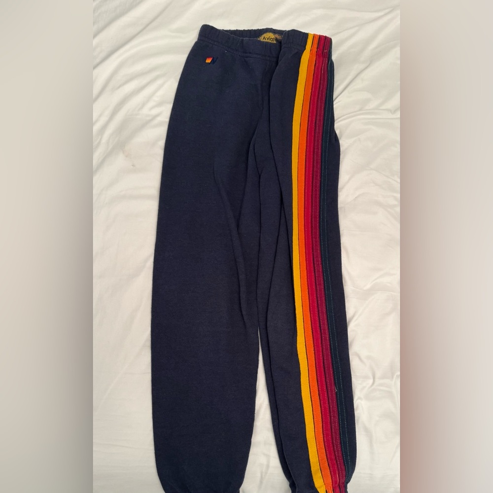 COPY - Aviator nation kids size 14  navy 5 stripe sweatpants